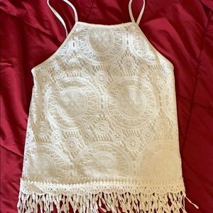 🎯Crochet top with lace fringe